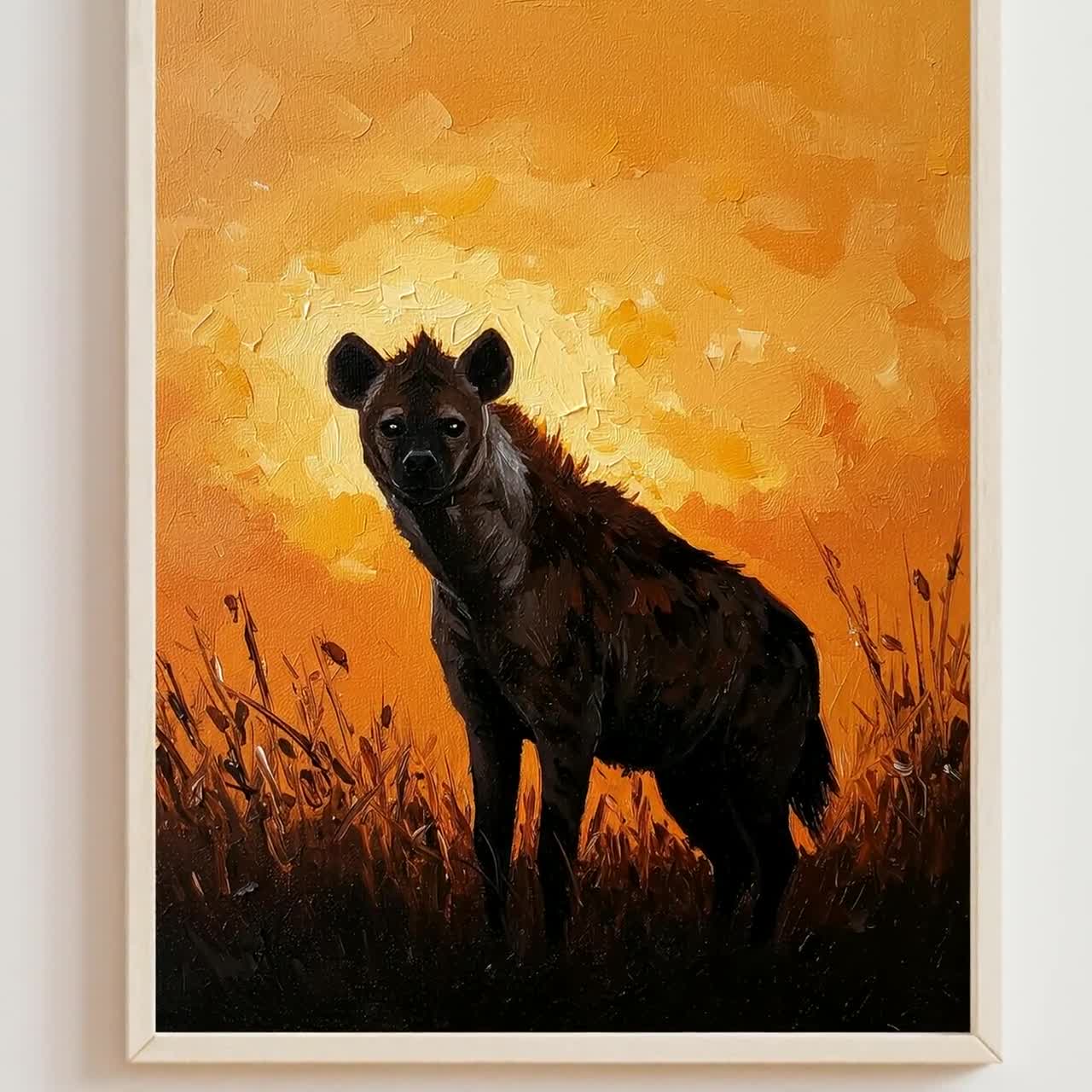 African Hyena Sunset Art Print: Safari Wildlife Poster (digital